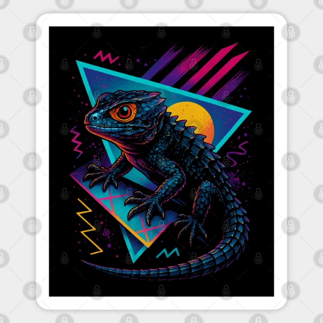 Retro Neon Red Eyed Crocodile Skink Magnet by Reptiq's Store
